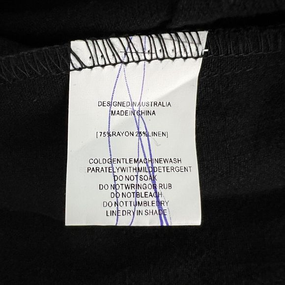 Linen Lux Pants Womens Medium Black Wide Leg Linen Blend Cropped Lagenlook Boho - Picture 6 of 6